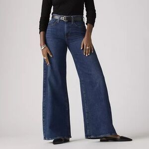 Levi’s 728 High Rise Wide Leg Dark Wash Jeans (32)